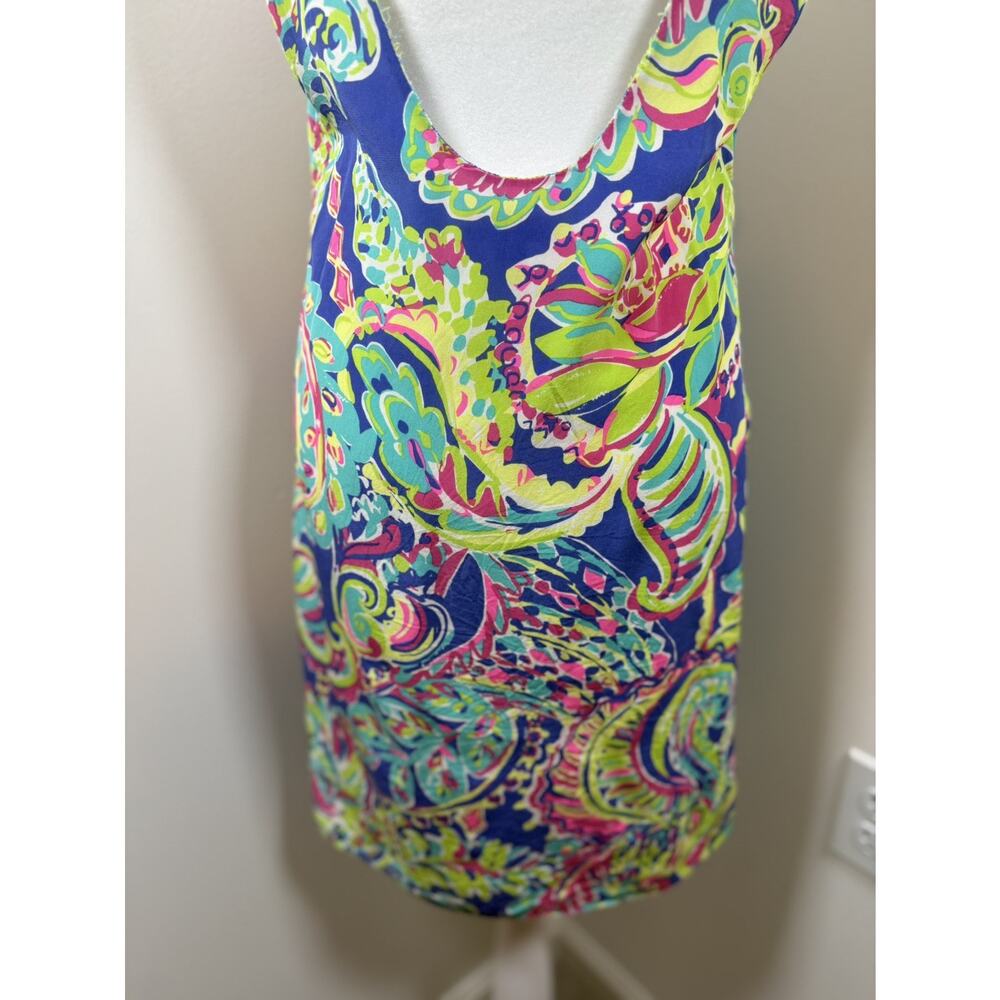 Lilly Pulitzer Silk Shift Tank Dress Small Poppy Toucan Play Print Low Back - Picture 9 of 14